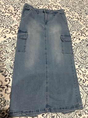 Baccini Light Blue Denim Maxi Skirt